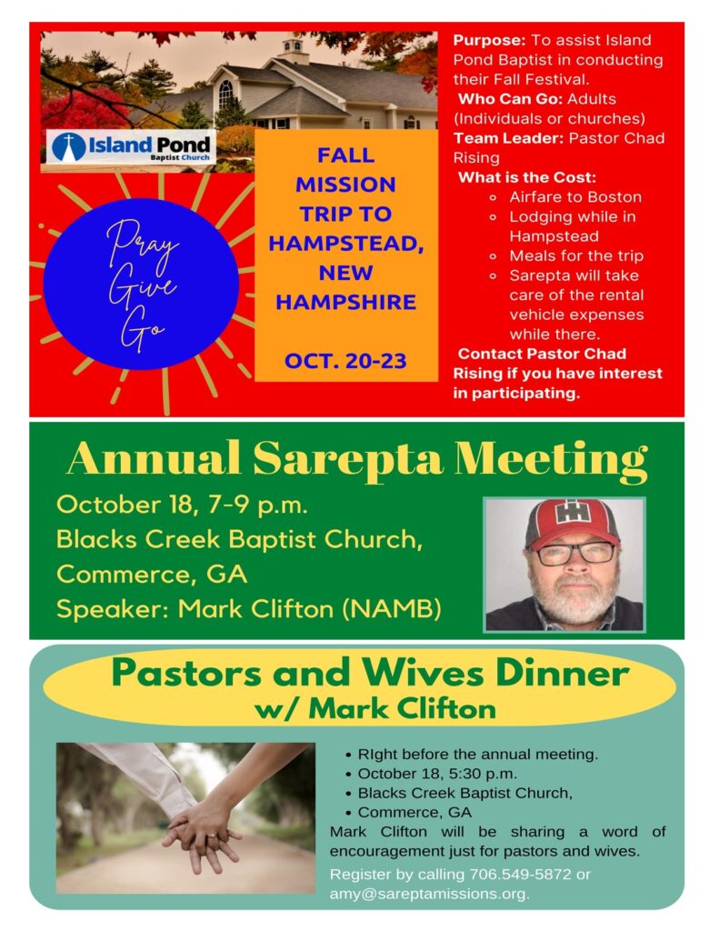 September 2022 Vision Newsletter P3 Sarepta Baptist Association