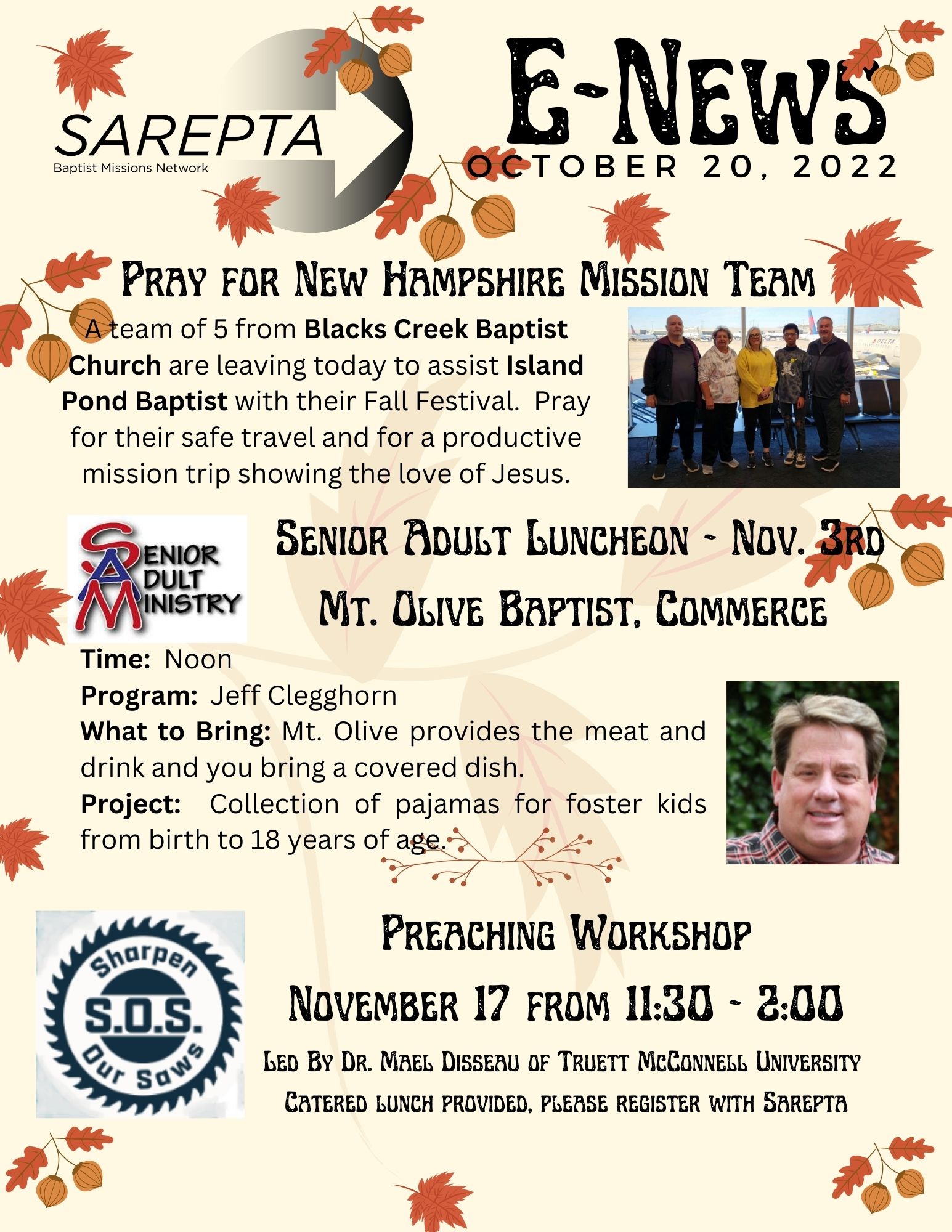 E News October 20 2022 Sarepta Baptist Association