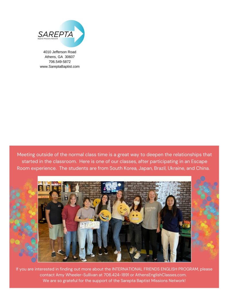 October 2022 Vision Newsletter P6 Sarepta Baptist Association