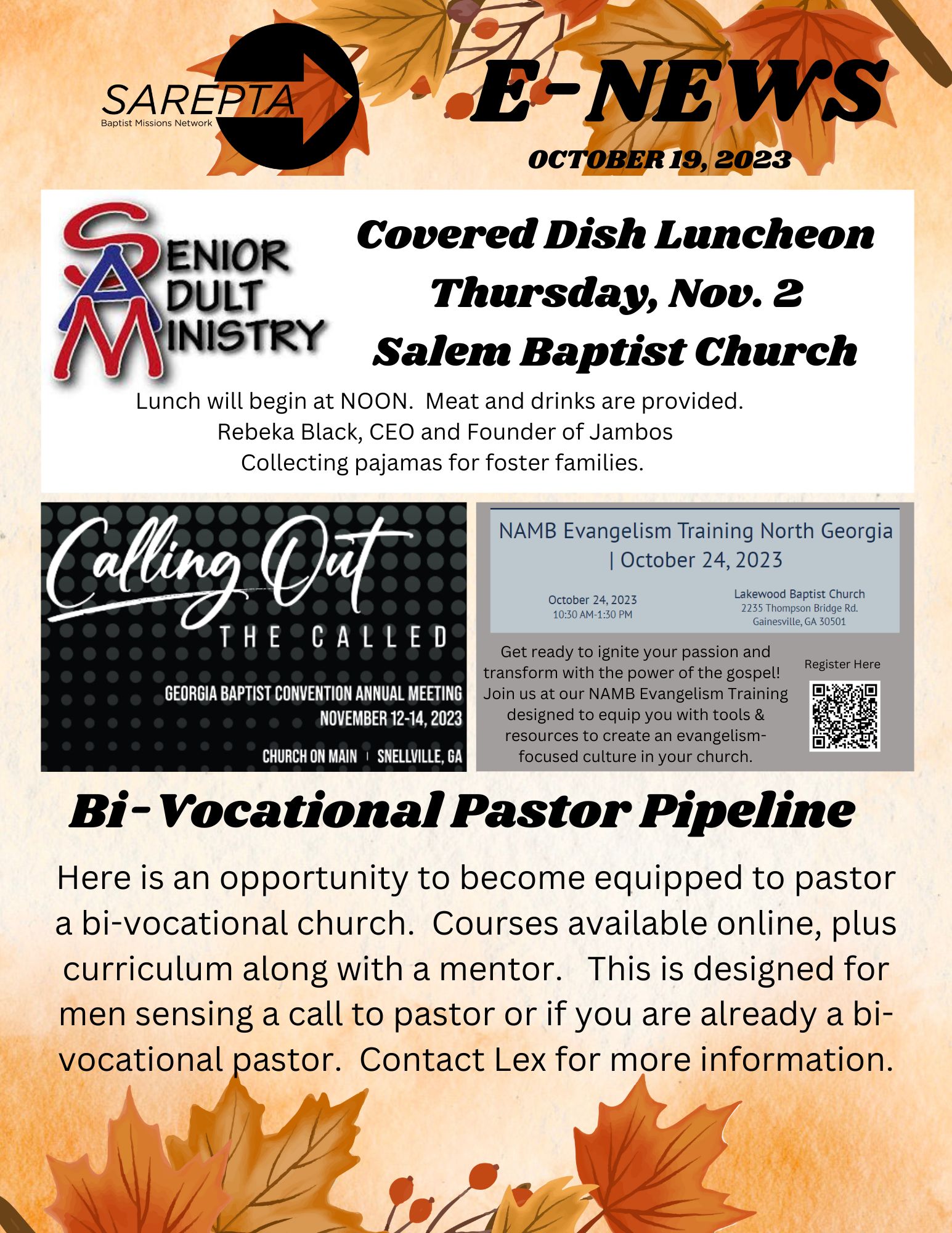 E News October 19 2023 Sarepta Baptist Association